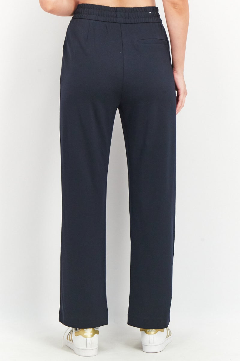Tchibo Women Regular Fit Plain Pants, Navy - Image 4